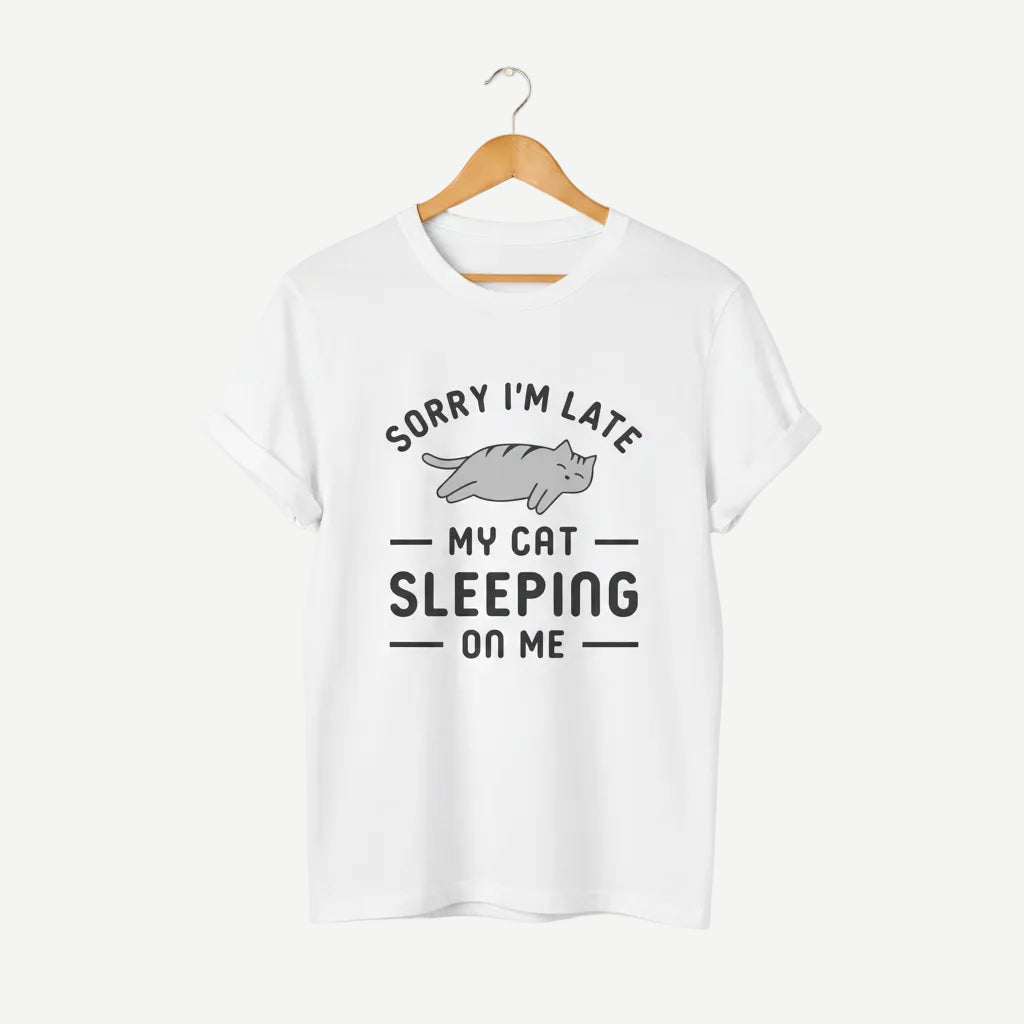Sorry I'm Late My Cat Sleeping On Me