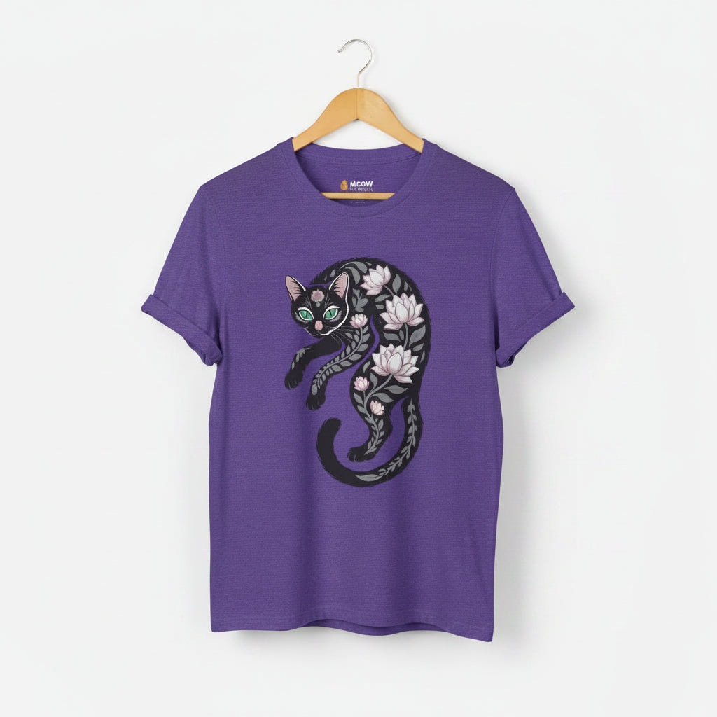 Floral Black Cat