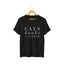 Black t-shirt with 'CATS books & COFFEE' text for cat lovers