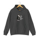 A dark heather hoodie hanging on a wooden hanger against a white background, with the text 'The F*ck You Lookin’ At?'.