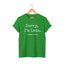 Irish greenWhite unisex graphic t-shirt with 'SORRY I'M LATE. I SAW A CAT' text for cat lovers.