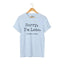 Light blue unisex graphic t-shirt with 'SORRY I'M LATE. I SAW A CAT' text for cat lovers.