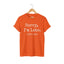 Orange unisex graphic t-shirt with 'SORRY I'M LATE. I SAW A CAT' text for cat lovers.