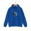 A royal blue hoodie hanging on a wooden hanger against a white background, with the text 'The F*ck You Lookin’ At?'.