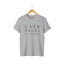 Sport grey t-shirt with 'CATS books & COFFEE' text for cat lovers